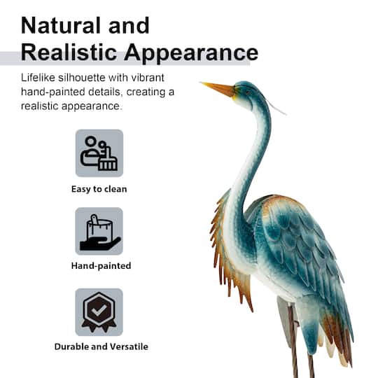 Glitzhome® 40" Metal Standing Crane Garden Statue with Stakes